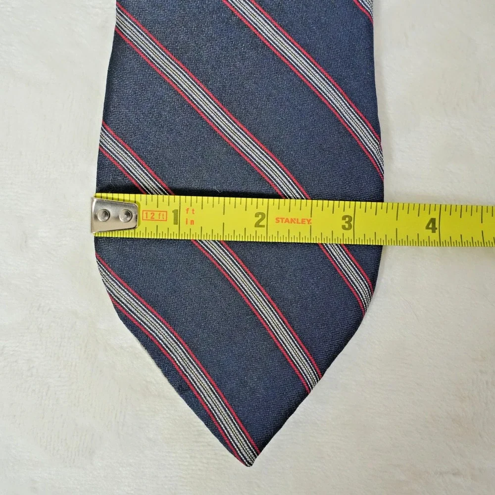 Christian Dior Men's Navy Blue Striped All Silk Neck Tie 57